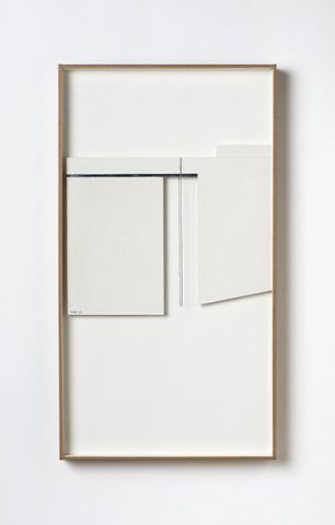 Assemblage 8, carton peint, bois 50 x 30 cm