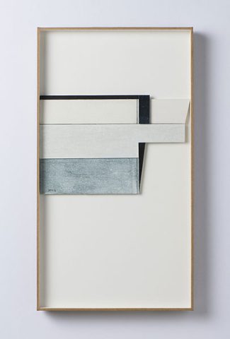 Assemblage, carton peint, bois , 50 x 30 cm