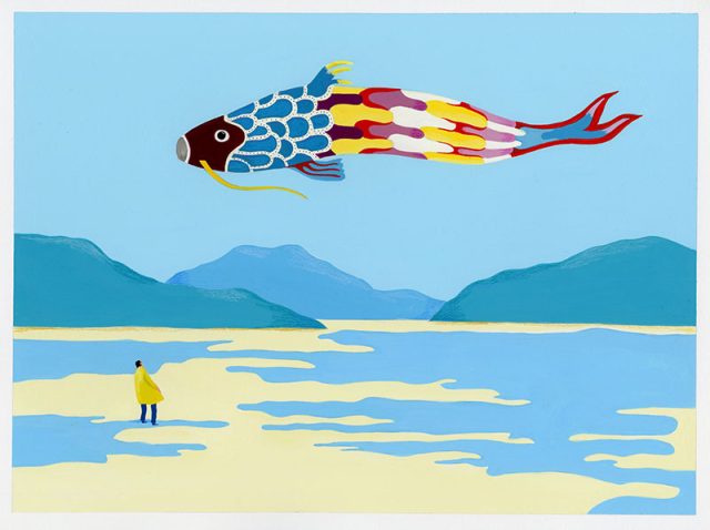 Un vent léger, gouache sur papier, 40x50cm